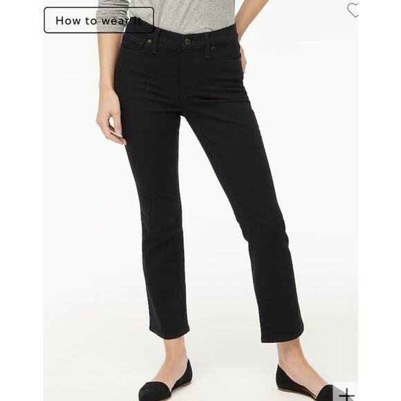 NWT J Crew Factory Women‎ Mid Rise Flare Crop Jeans 25 Signature Stretch Black - Picture 2 of 14